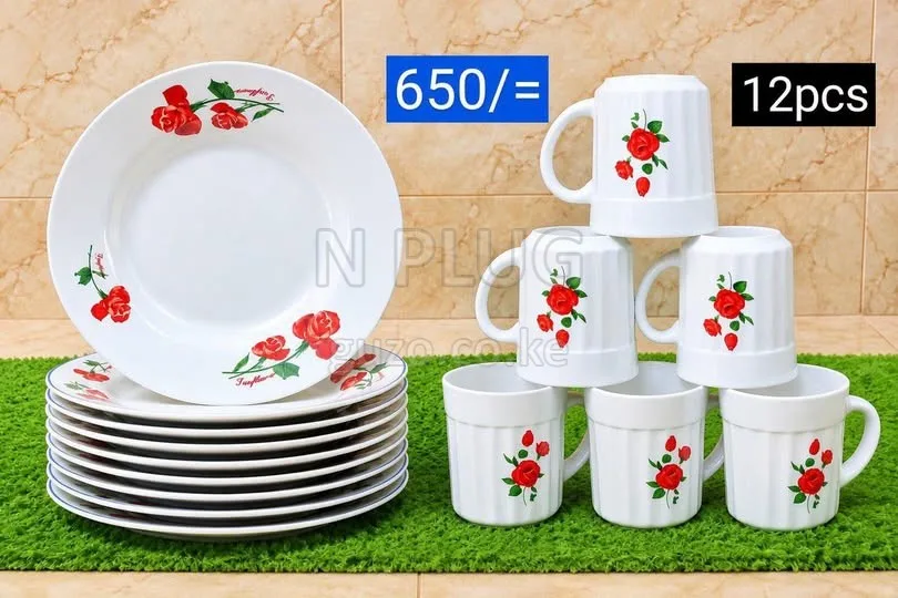 13pcs ceramic dinner plates + 6pcs ceramic breakfast cups - Utensils Shop in Nairobi CBD (copy)