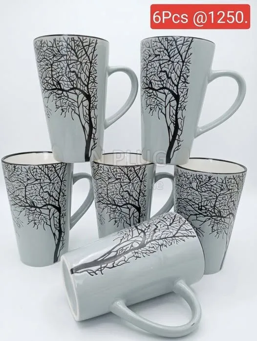 6Pcs grey tree mugs cups with large holding capacity - Utensils Shop in Nairobi CBD