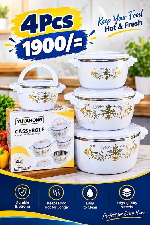 4 pieces classy casserole hotpots set at an unbeatable offer. Utensils Shop in Nairobi CBD
