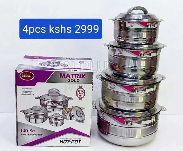 4 pieces stainless unbreakable hotpots set - Utensils Shop in Nairobi CBD