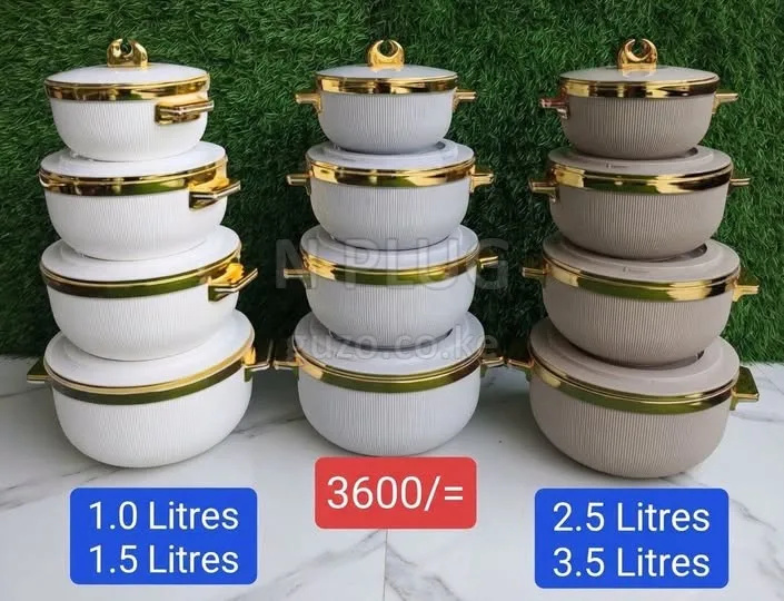 4pcs insulated gold rimmed hotpots set - Utensils Shop in Nairobi CBD