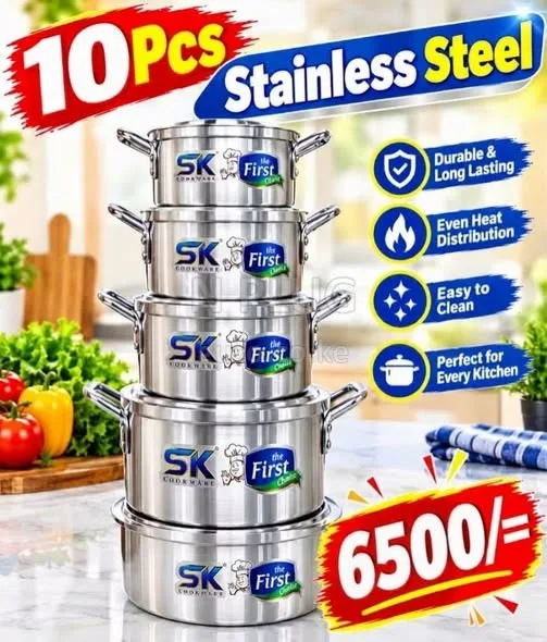 Stylish 10pcs stainless steel cookware set - Utensils Shop in Nairobi CBD