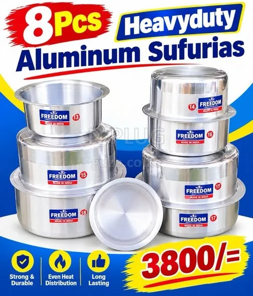 8Pcs heavyduty stainless aluminum sufurias size 12/19 - Utensils Shop in Nairobi CBD