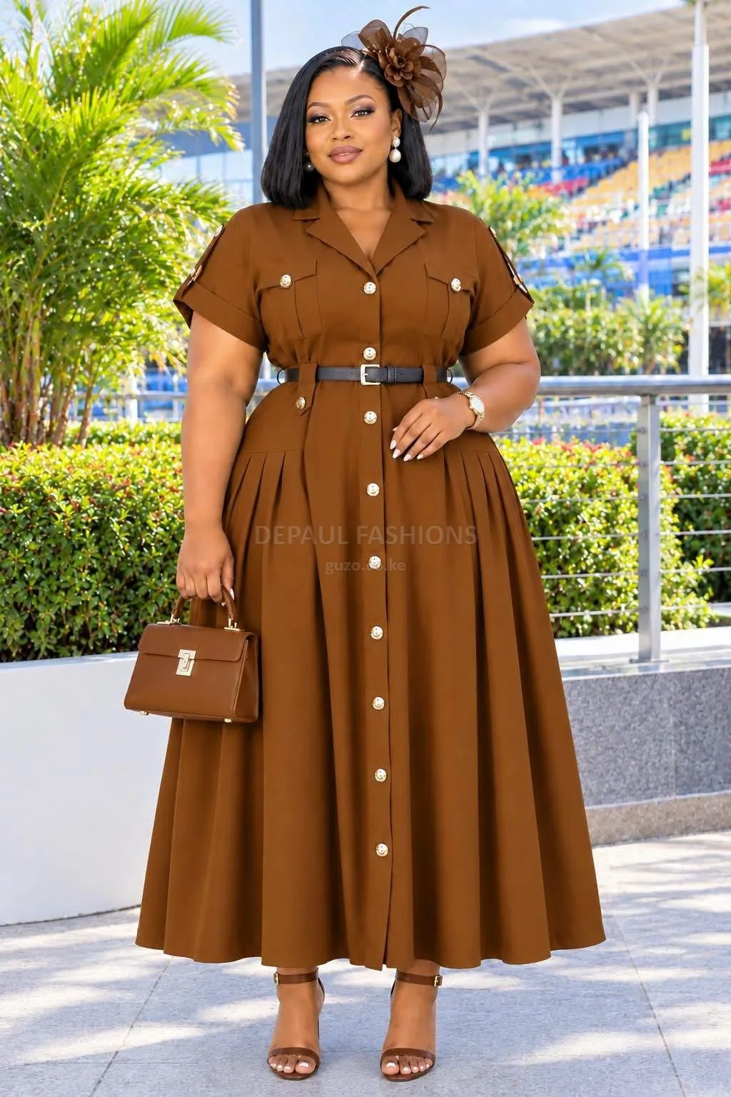 Stylish button-front dress for women